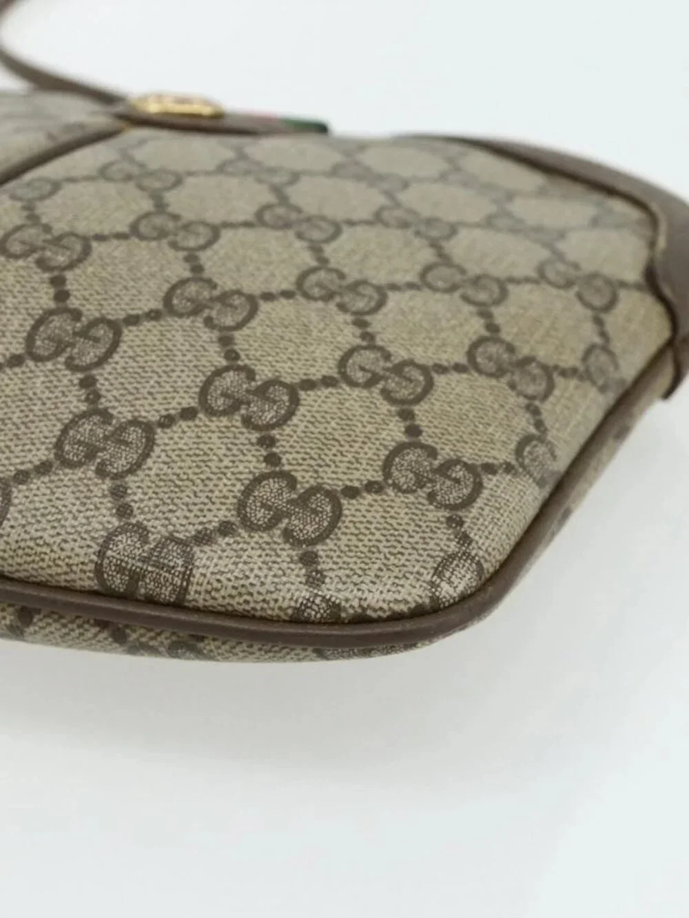 GUCCI GG Supreme Shoulder Bag PVC Beige Gold 904 02 047 Auth